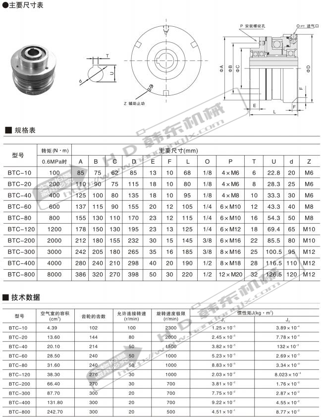 气动齿形离合器btc