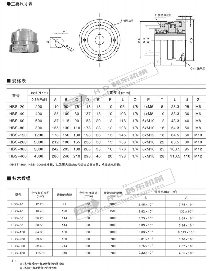 气动齿形离合器