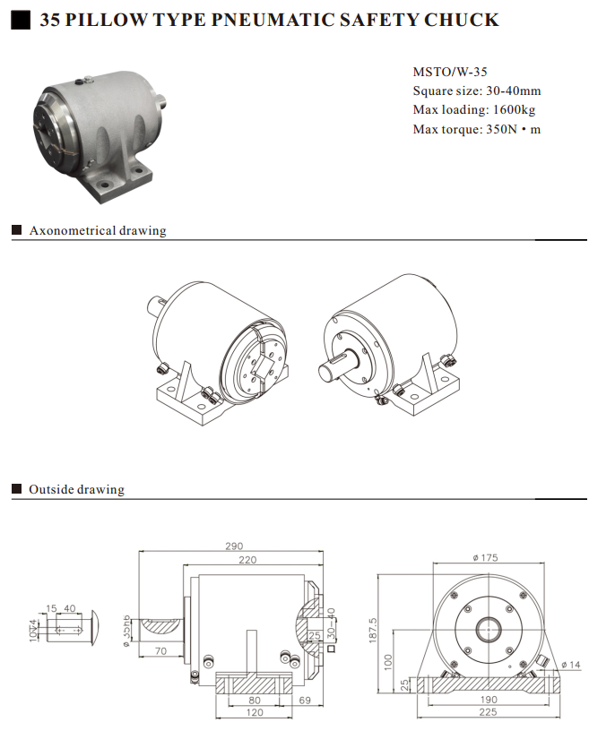 Pneumatic safety chuck