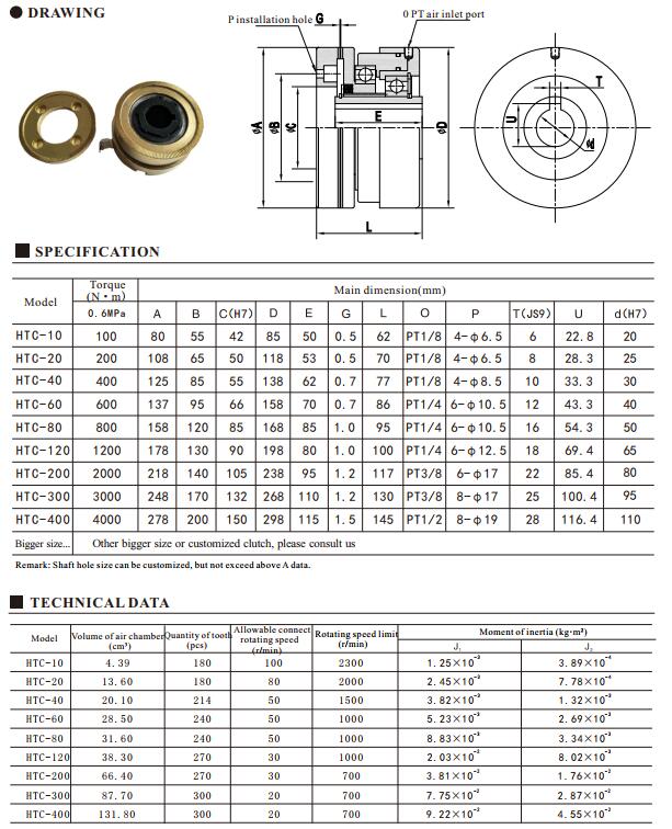 HTC pneumatic tooth clutch